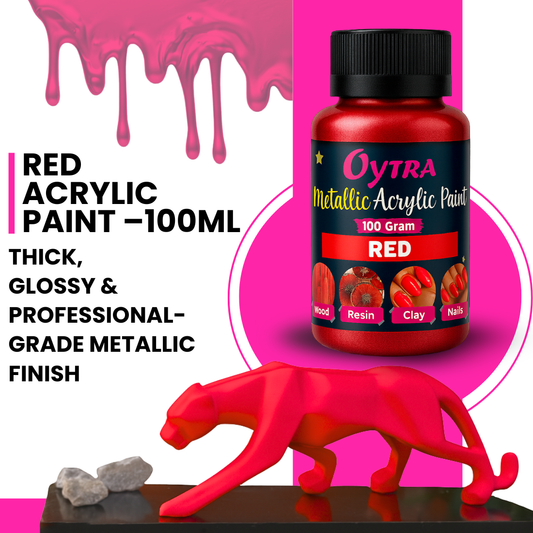 100 Grams Metallic Acrylic Paint (Red)