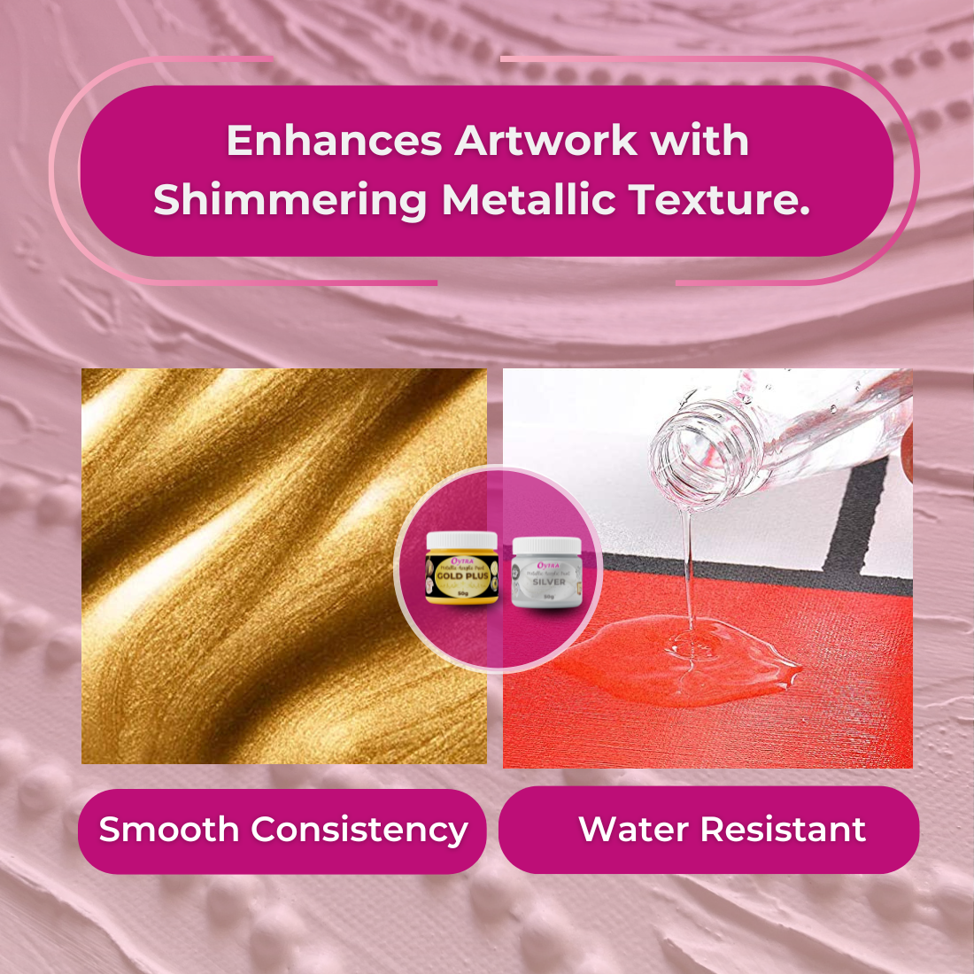 Metallic Acrylic Color Paint Combo (Gold and Silver)