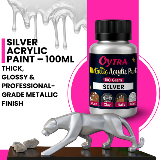 100 Grams Metallic Acrylic Paint (Silver)