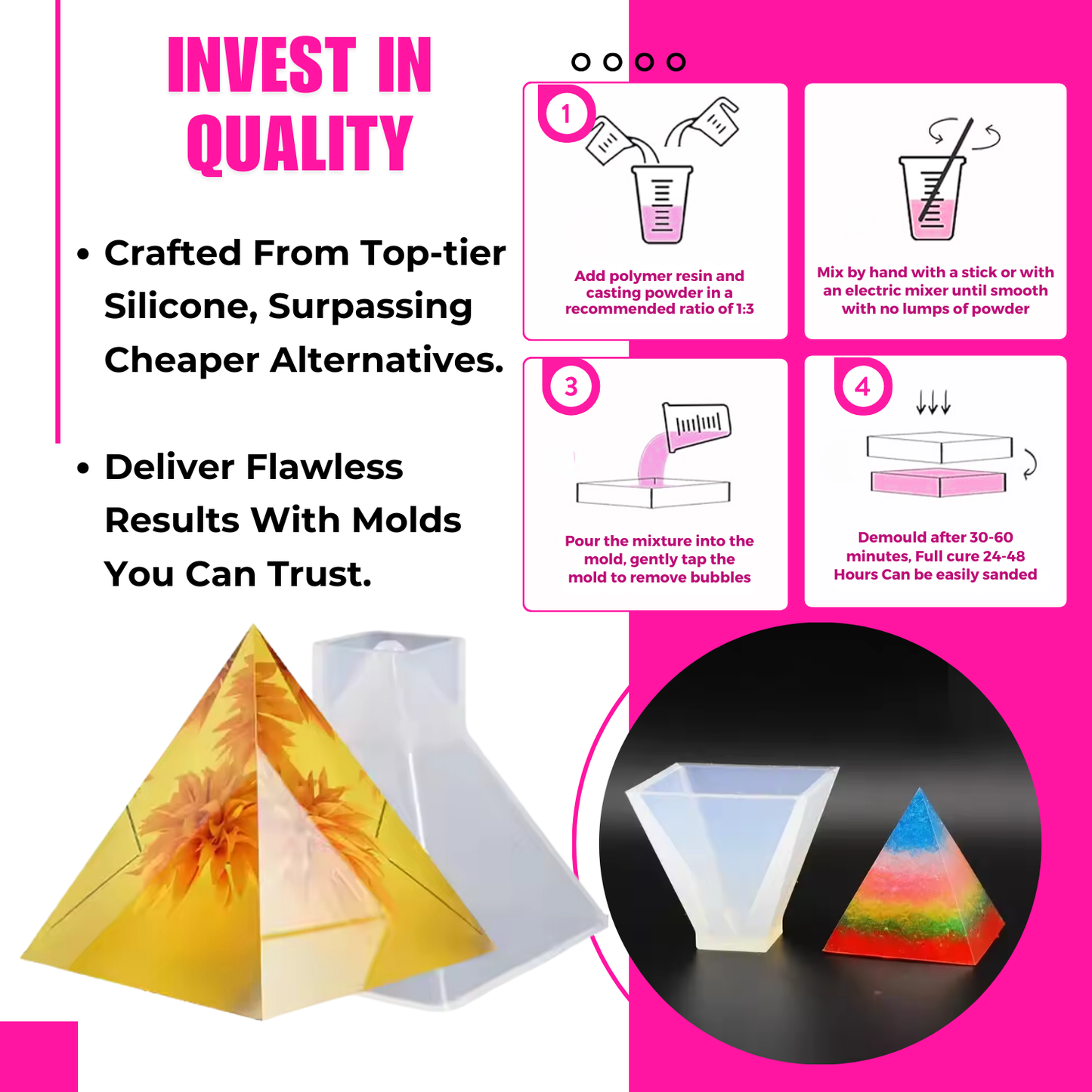 Pyramid Resin Art Mould Set of 3
