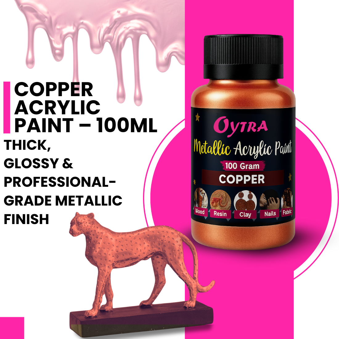 Metallic Acrylic Paint 100 Grams Copper