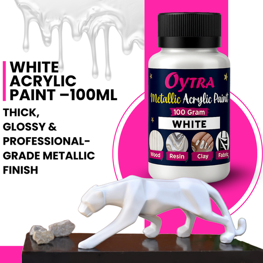 100 Grams Metallic Acrylic Paint (White)