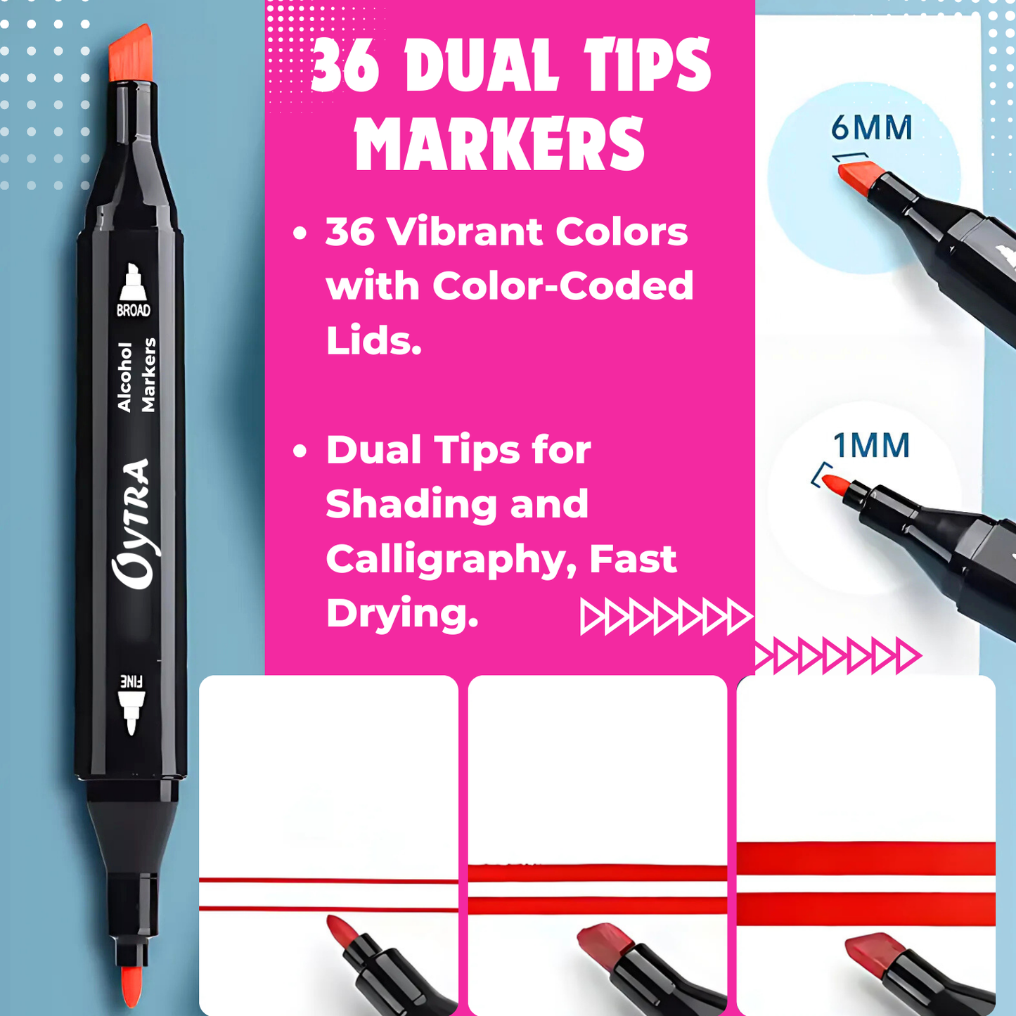 Alcohol Markers 36 Shades & A5 Size Drawing Pad