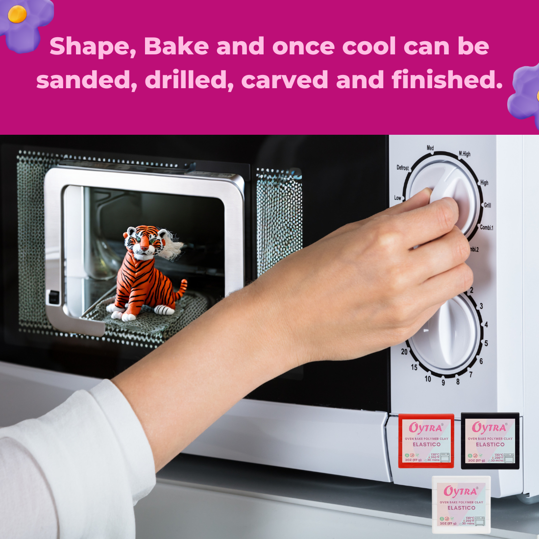 Polymer Oven Bake Clay Combo Black White and Red Elastico Series 57g/2oz per Colour - image 7