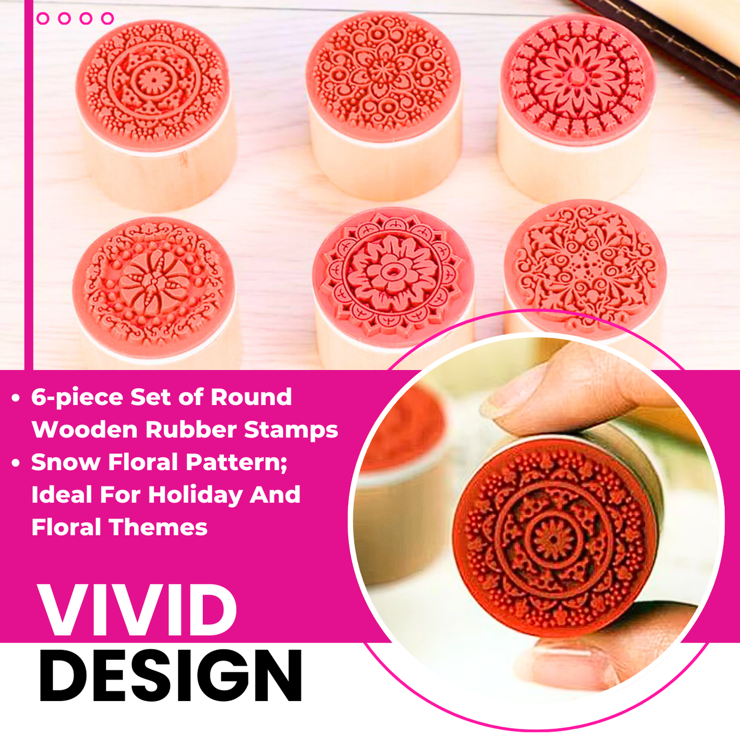 Wooden Round Stamps - Set of 12