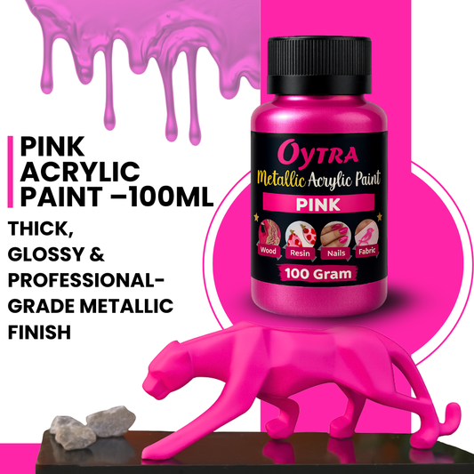 100 Grams Metallic Acrylic Paint (Pink)