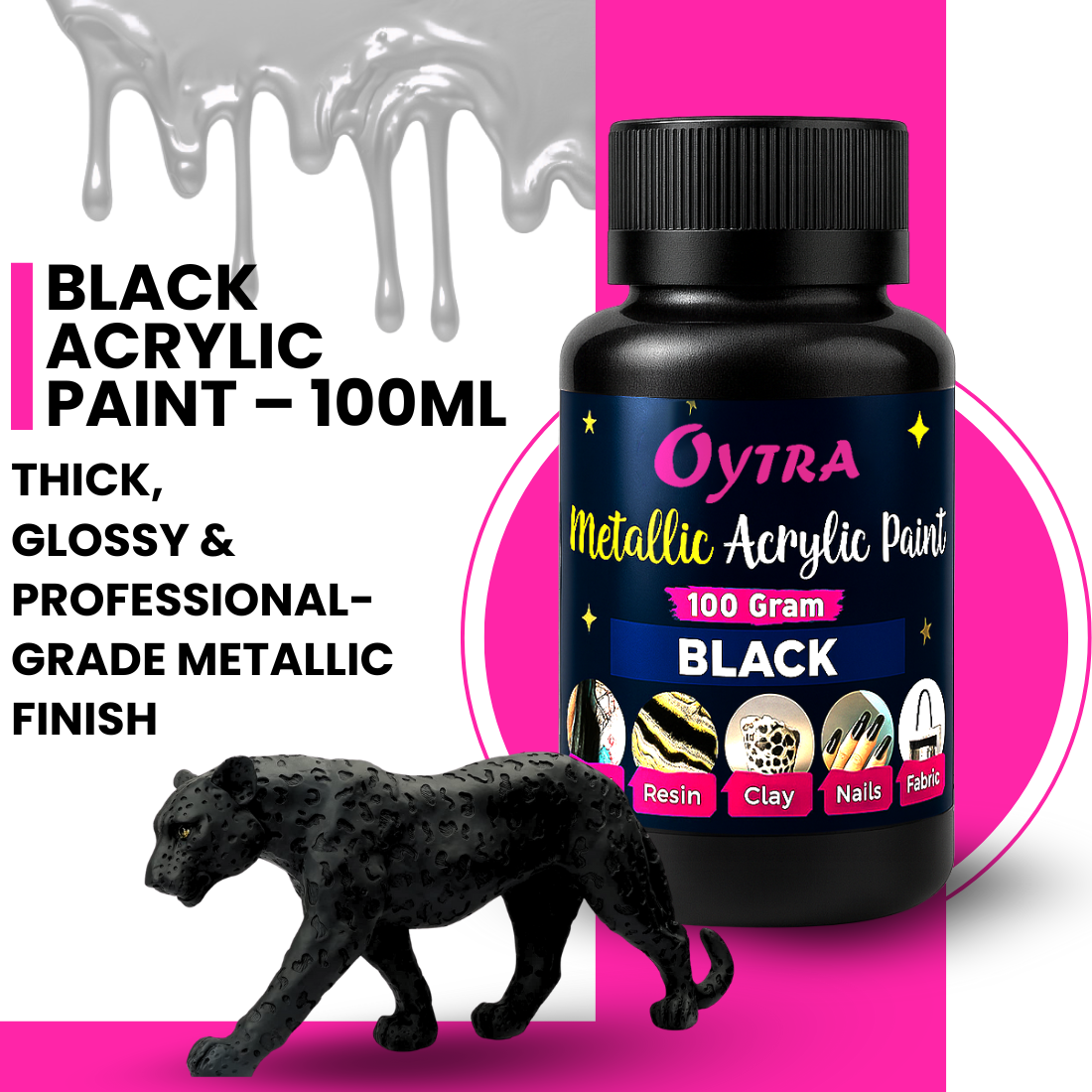 Metallic Acrylic Paint 100 Grams Black