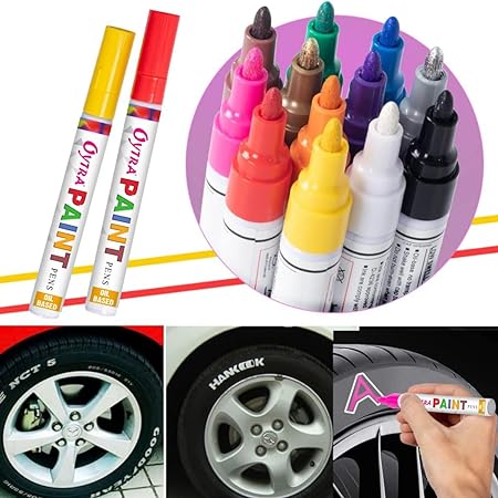Oytra Paint Pens 12 Pen/Set 2mm Brush Tips Painting Markers for Rocks Wood Glass Ceramic Stone Art Craft Supplies