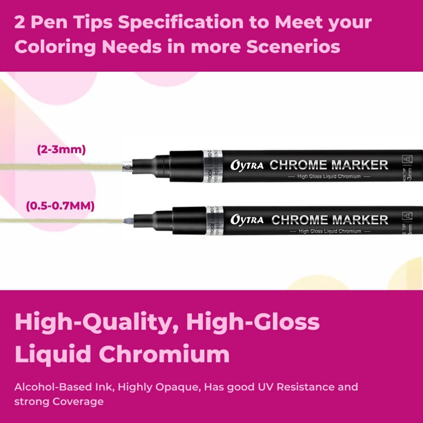 Silver Chrome Marker Set of 2 Mirror Reflection