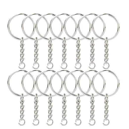 28mm Open Jump Ring Connector Key Case 12 Pieces (Silver)