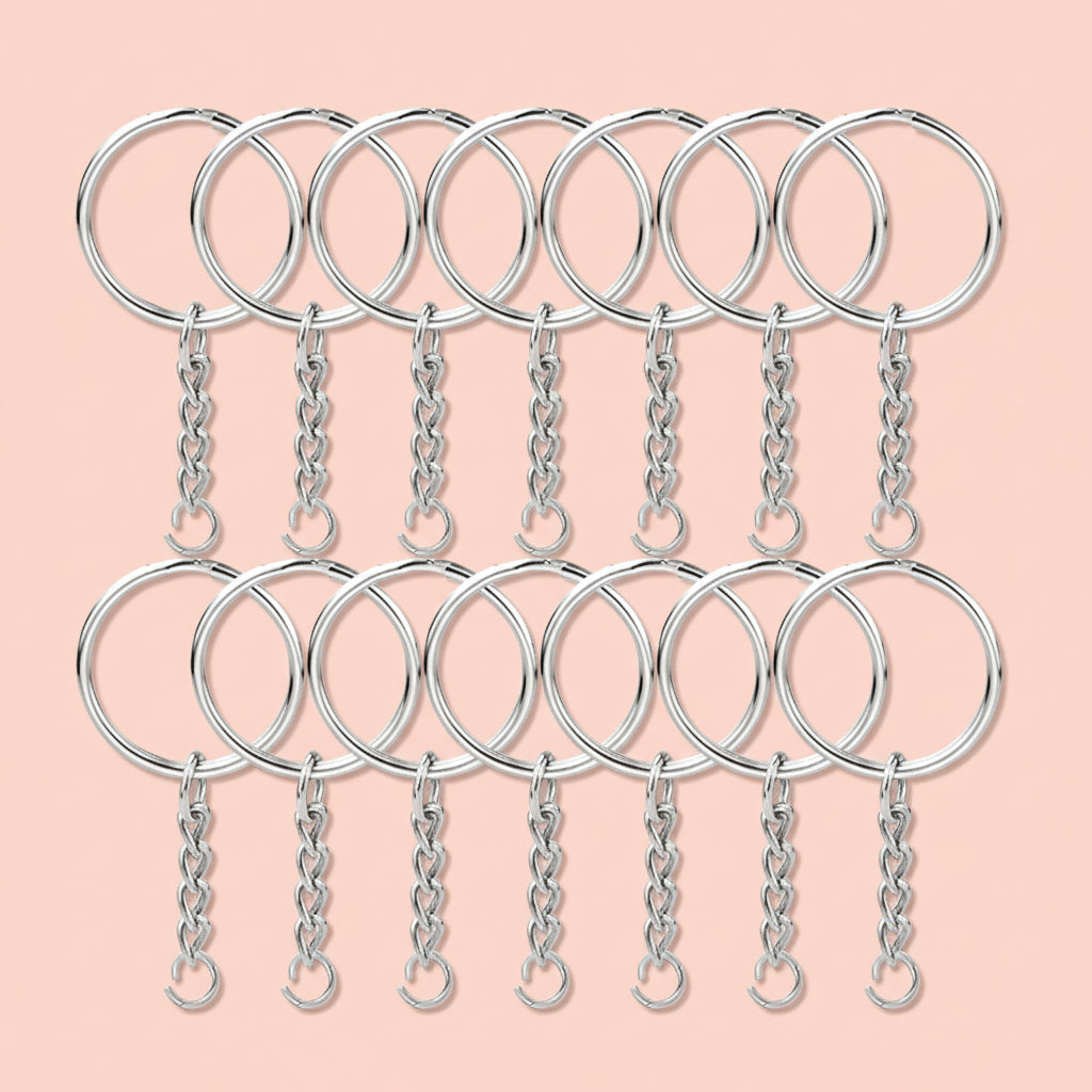 28mm Open Jump Ring Connector Key Case 36 Pieces (Silver)