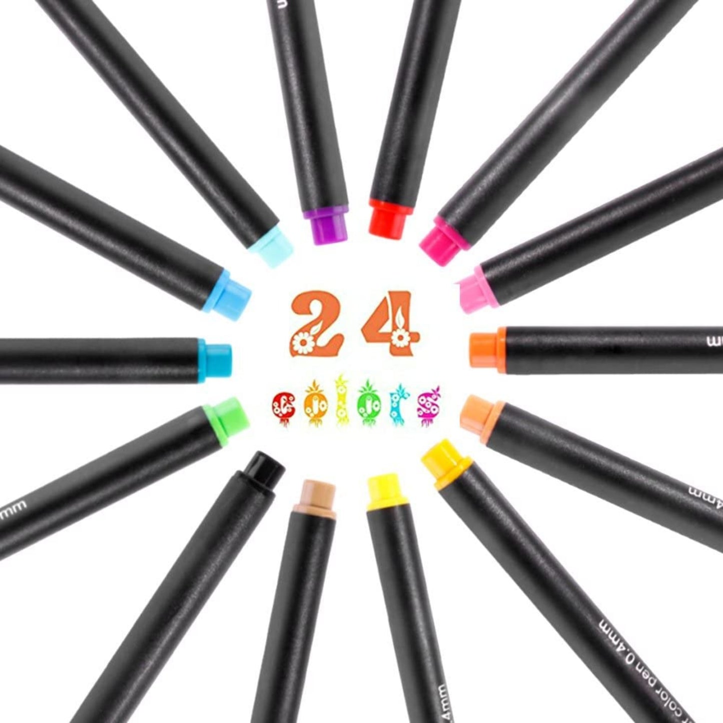 24 Colors Fineliner Coloured Pens Multicolor
