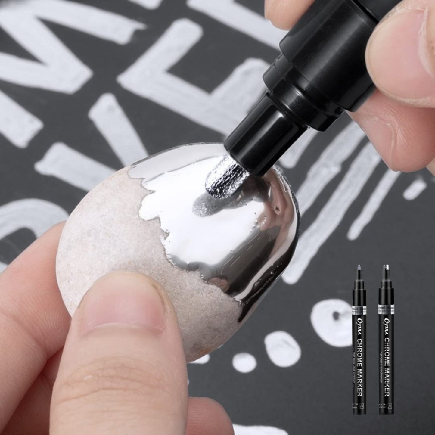 Silver Chrome Marker Set of 2 Mirror Reflection