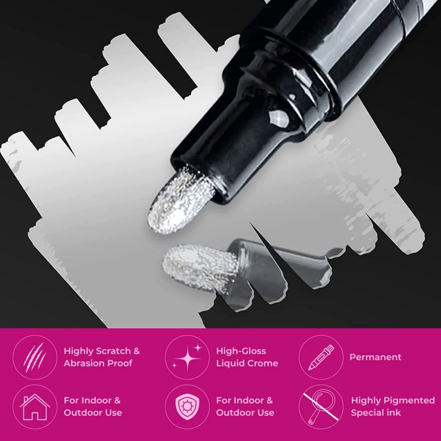 Silver Chrome Marker Set of 2 Mirror Reflection