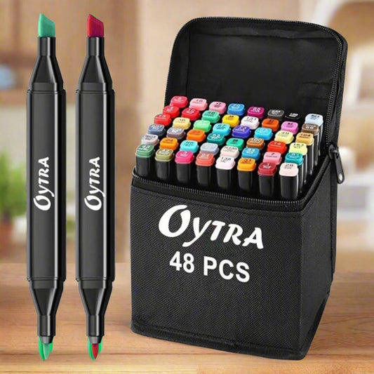 Oytra 48 color dual tip alcohol markers bullet and calligraphy