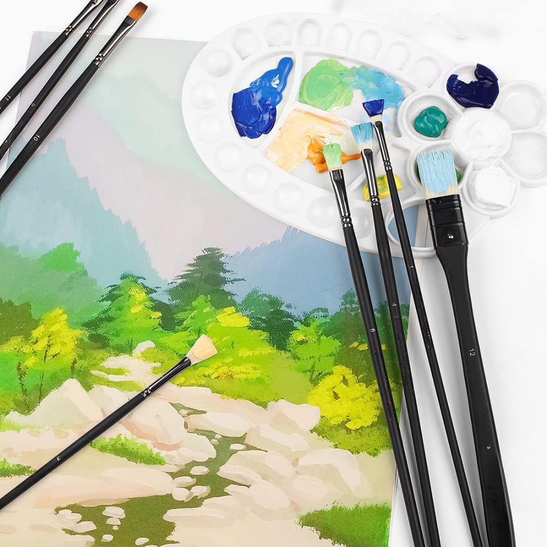 8 Flat Hog Brush 11” Long Handle