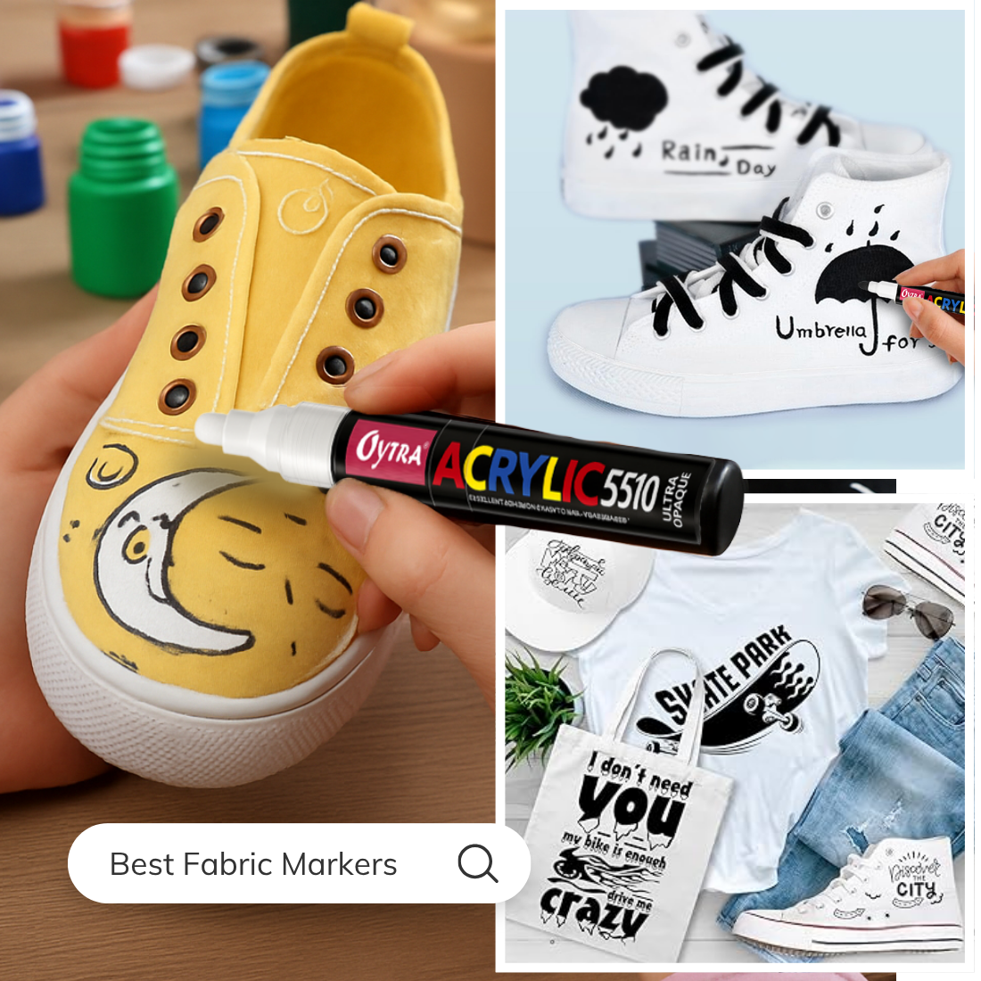 Acrylic Paint Marker Pens Combo Set of 3 - Gold, White, Black