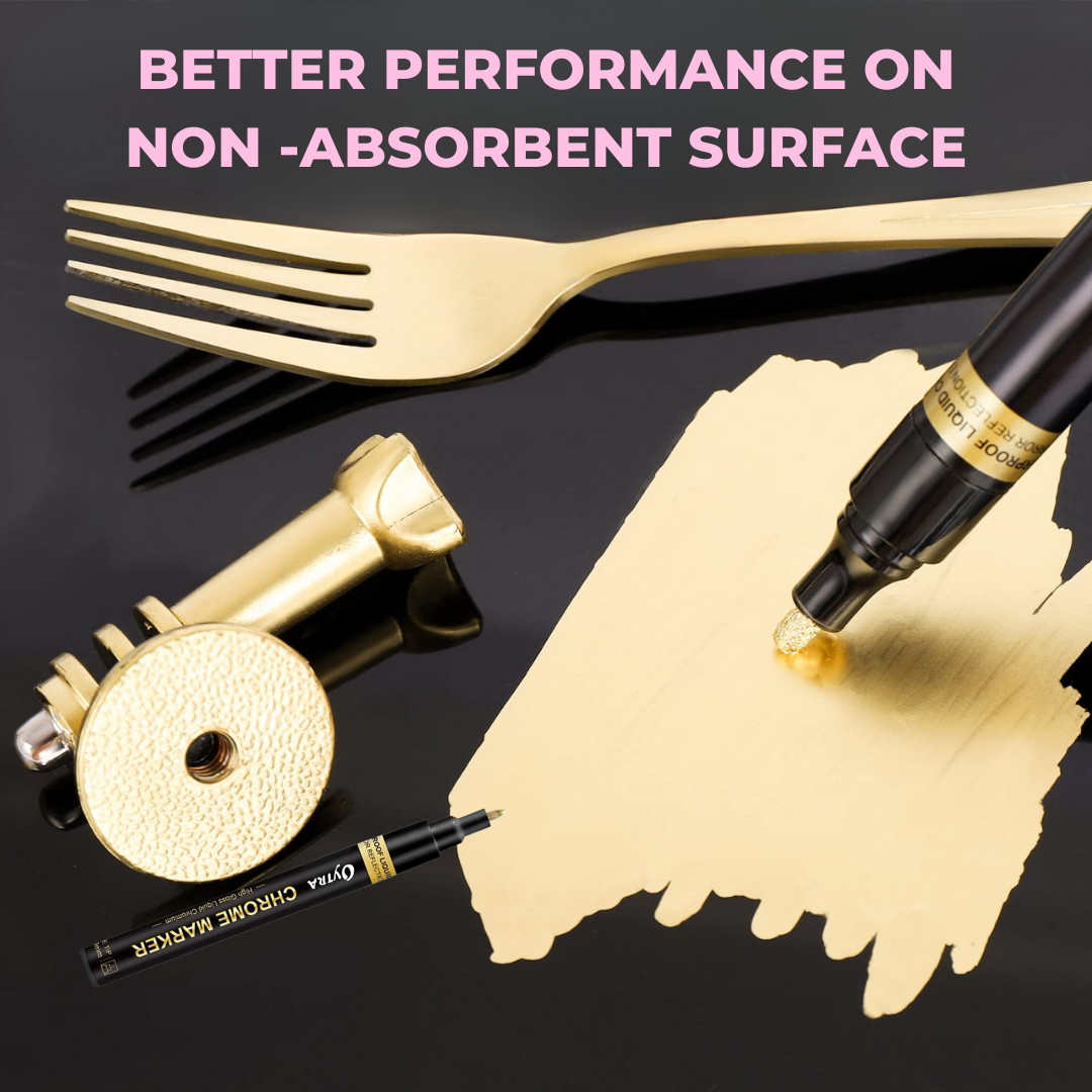 Gold Liquid Mirror Chrome Marker 1mm Tip Paint Markers for on Any Surface DIY