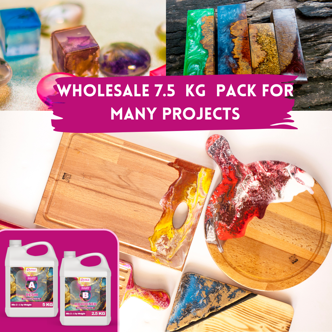 7.5 Kgs Resin Art Kit with Hardener 2:1 Ratio
