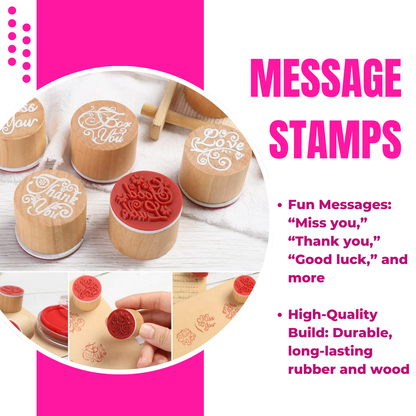 Wooden Round Stamps - Set of 12