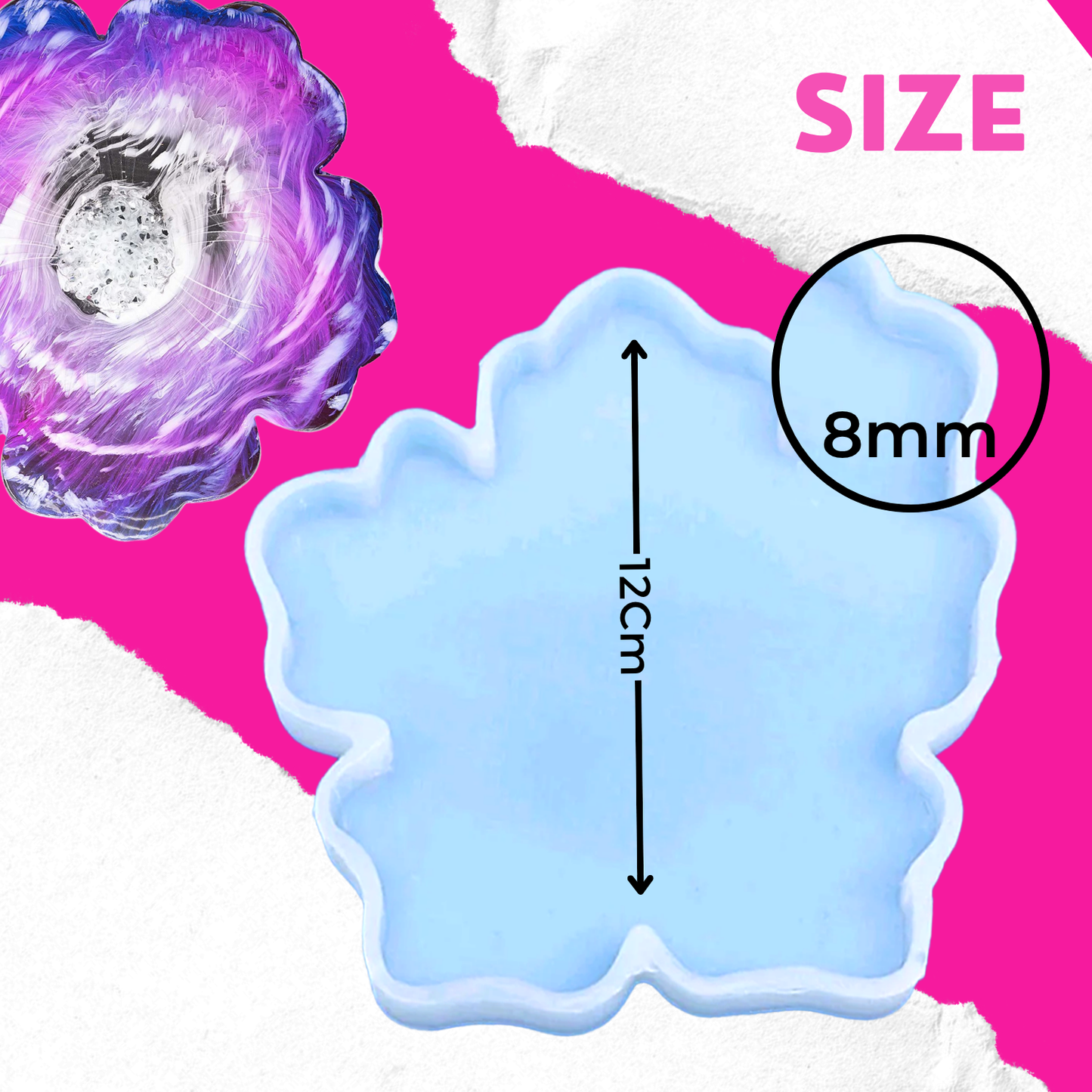 4 Inch Resin Flower Coaster Mould Set of 4