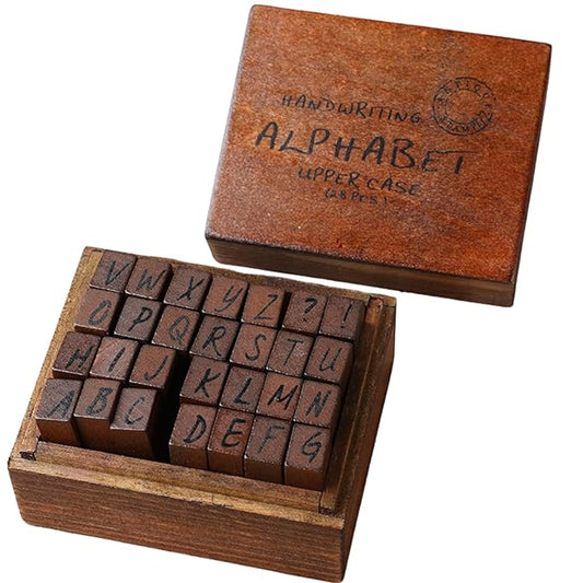 Vintage Stamps Capital Alphabet Letters Wooden