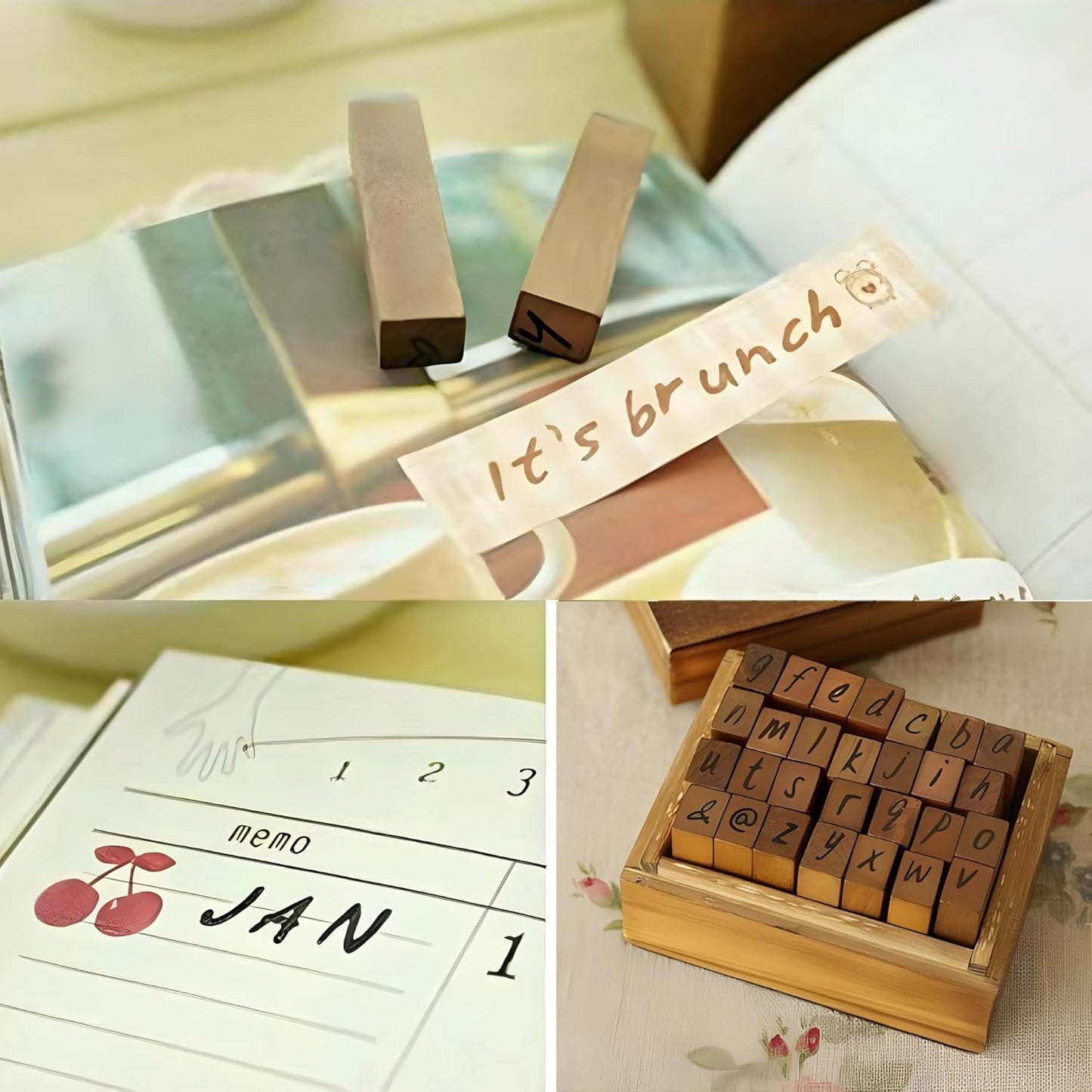 Vintage Stamps Small Alphabet Letters Wooden