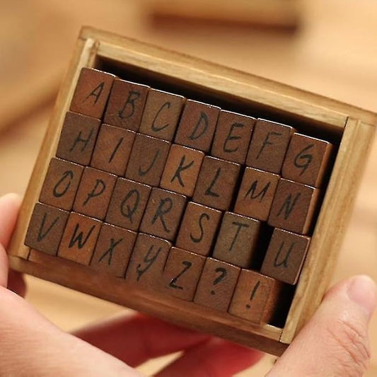 Vintage Stamps Capital Alphabet Letters Wooden