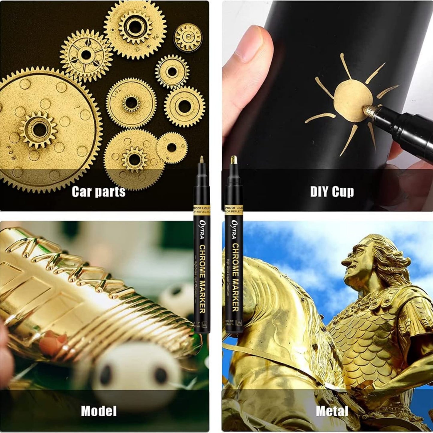 Chrome Marker Set 2 Pcs/Set, Silver & Golden Pens
