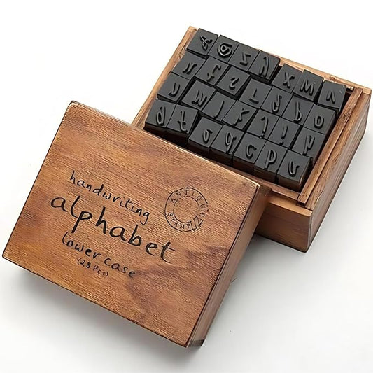Vintage Stamps Small Alphabet Letters Wooden