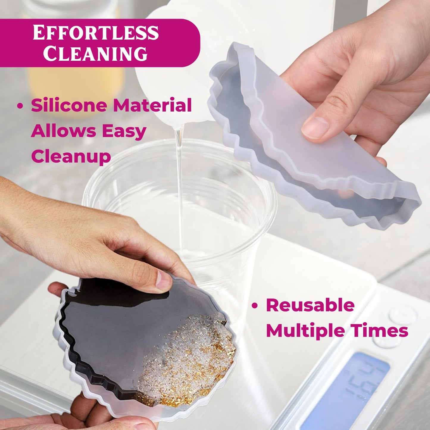 6 Pieces Resin Coaster Mould 4 Inch Round Agate