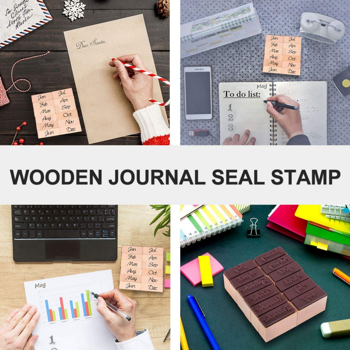 12 Pcs Month Jan-Dec Diary Stamp Set