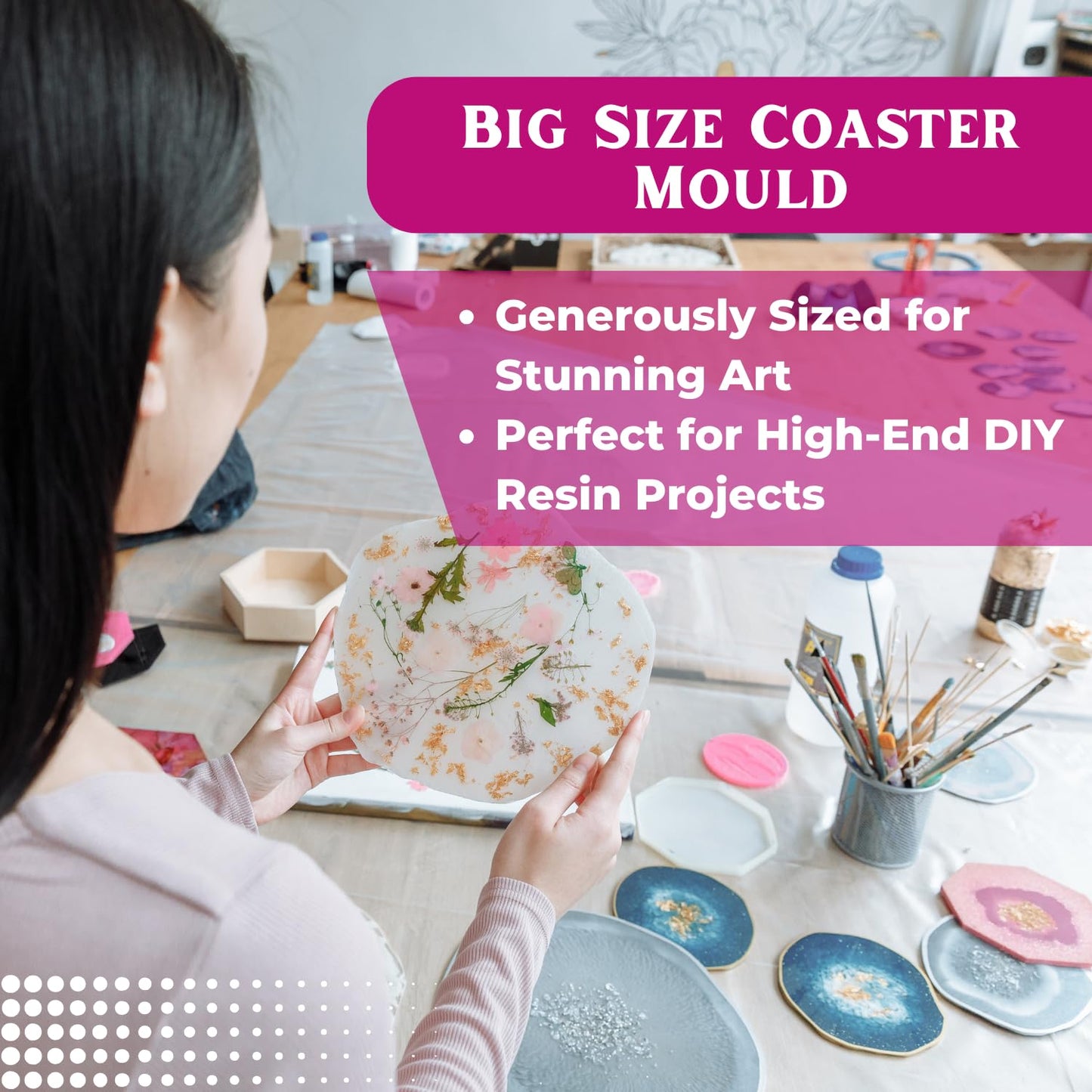 6 Pieces Resin Coaster Mould 4 Inch Round Agate
