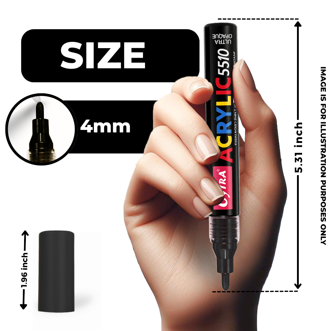 Acrylic Paint Marker Pens 3 Pcs - Black