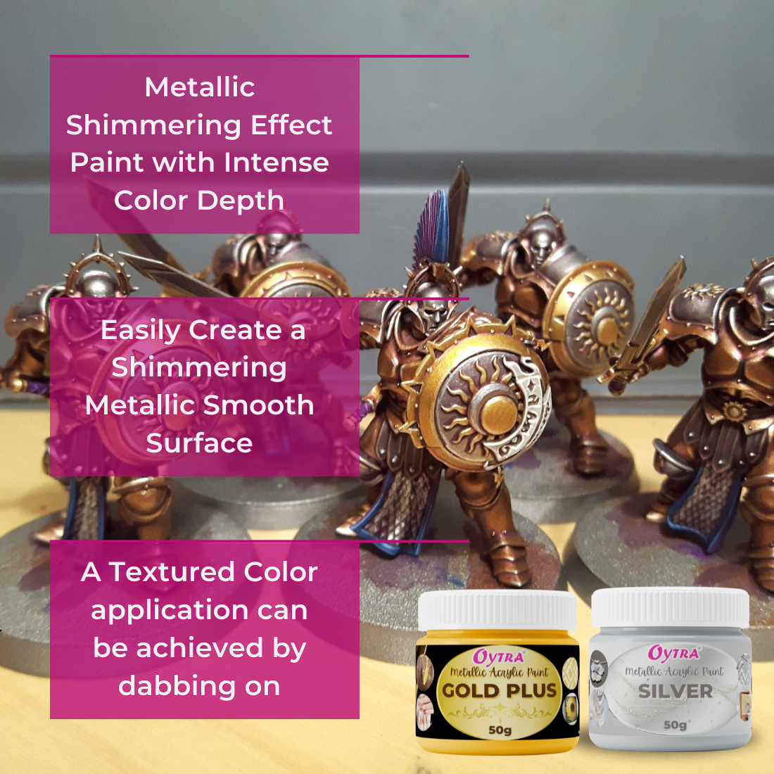 Metallic Acrylic Color Paint Combo (Gold and Silver)