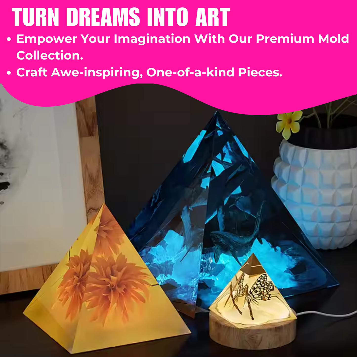 Pyramid Resin Art Mould Set of 3
