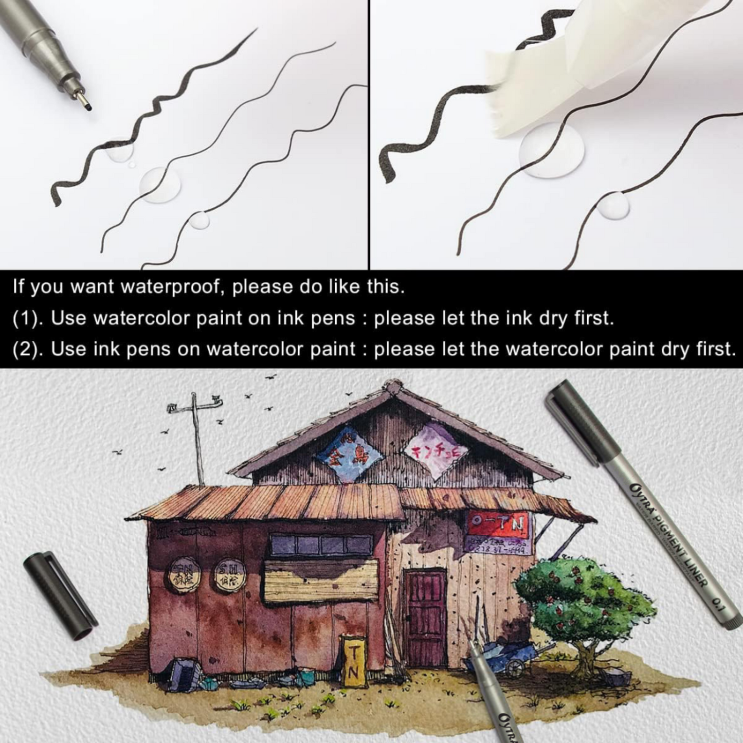 Fineliner Pens 9 Sizes 0.05mm to 0.8mm Black