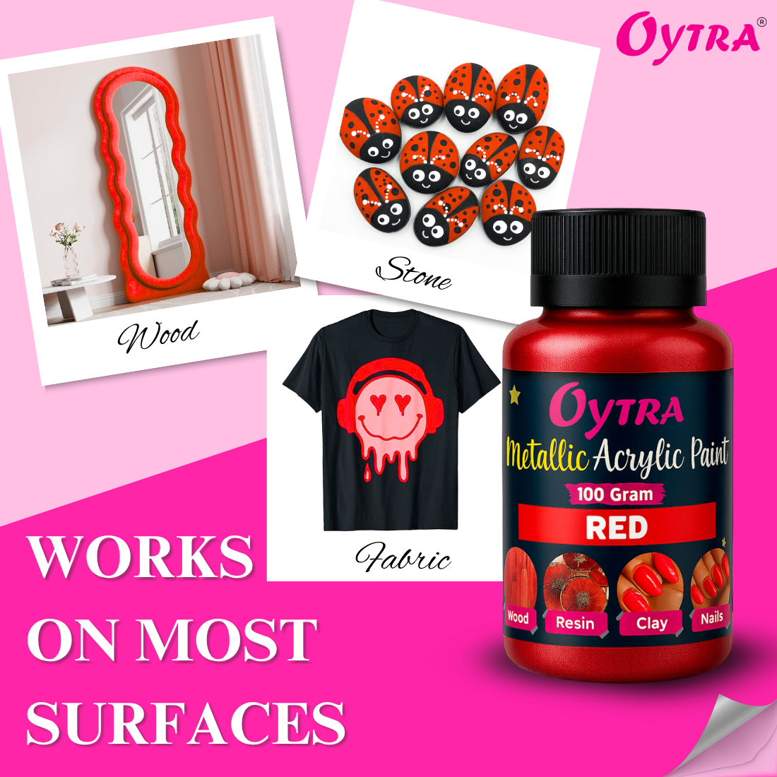 Metallic Acrylic Paint 100 Grams Red