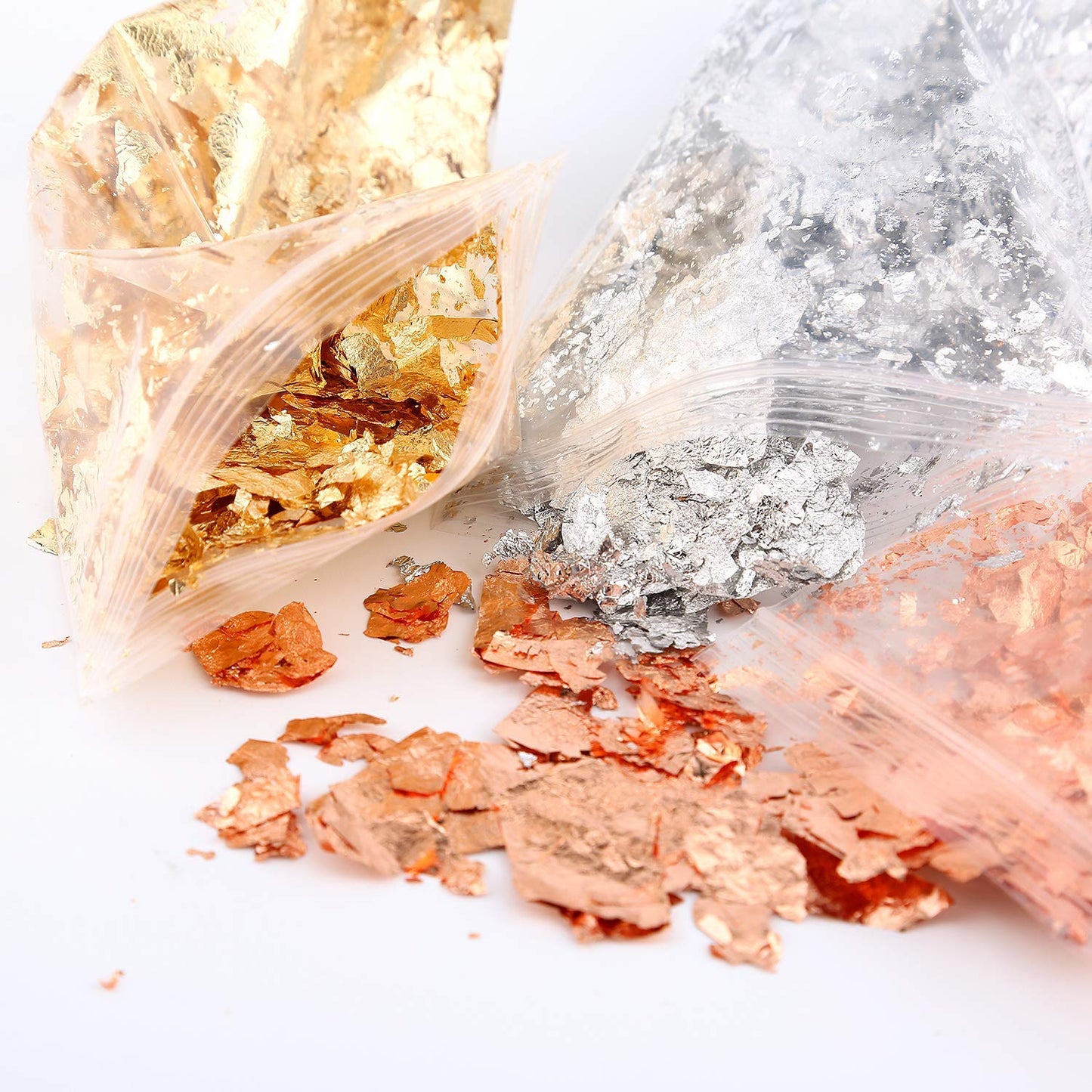 Imitation Gilding Gold Flakes for Resin & Nail Art - Gold, Silver & Rose Gold