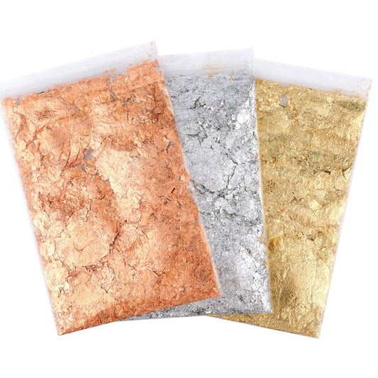 Imitation Gilding Gold Flakes for Resin & Nail Art - Gold, Silver & Rose Gold