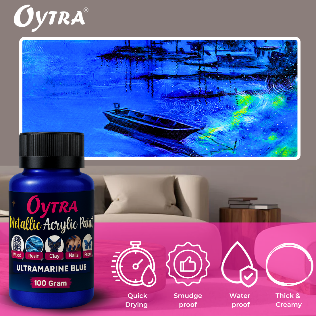 Metallic Acrylic Paint 100 Grams Ultramarine Blue