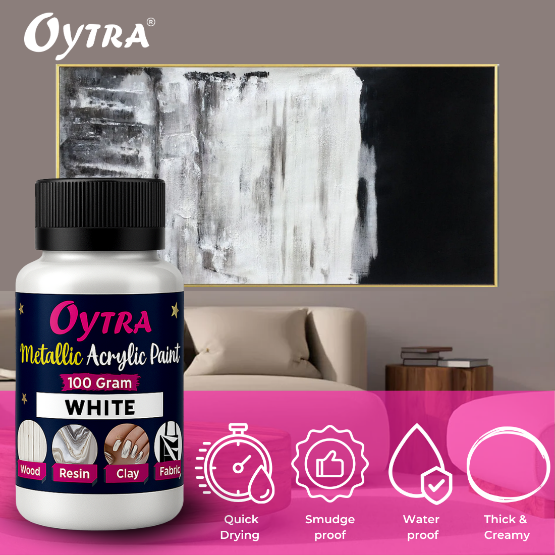 Metallic Acrylic Paint 100 Grams White