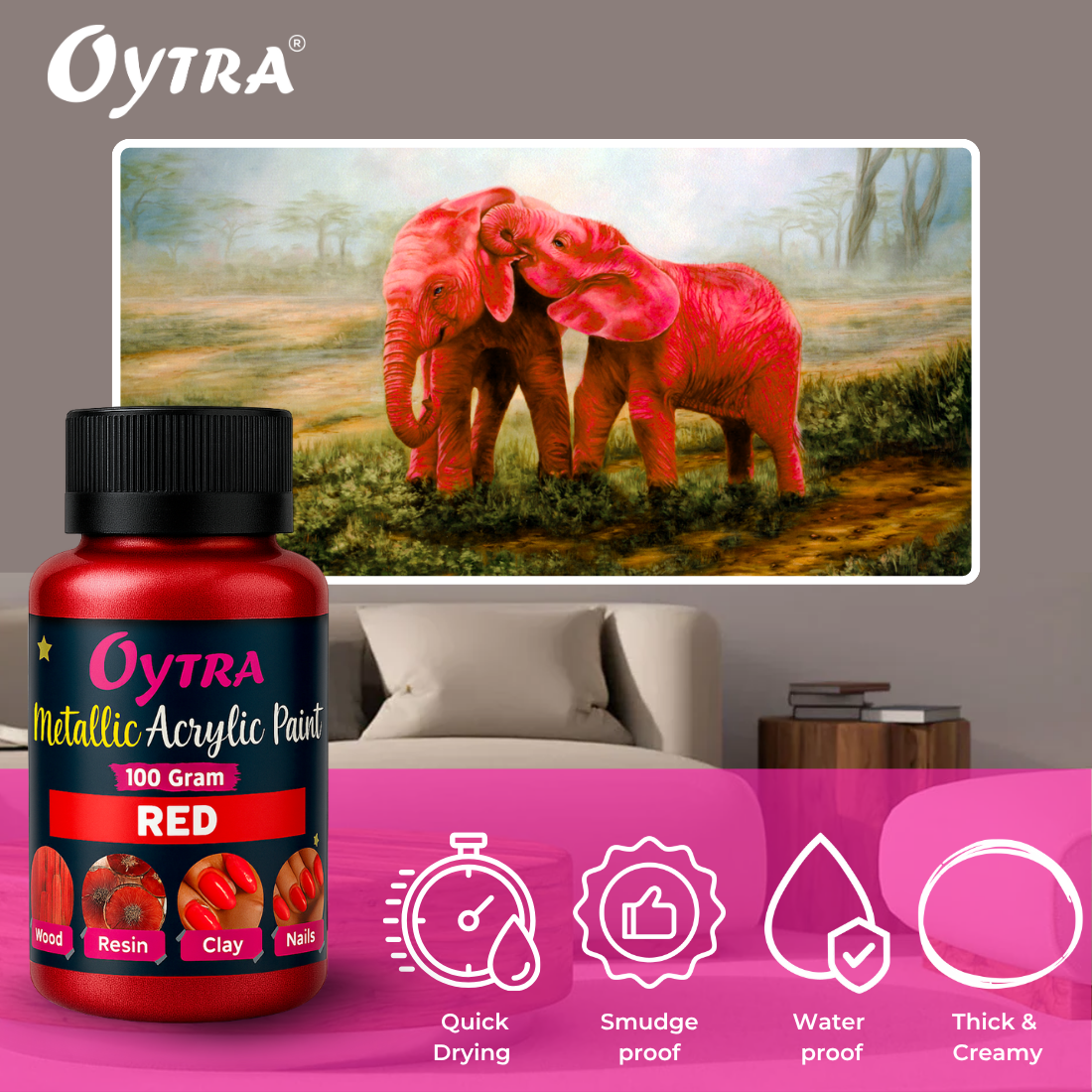 Metallic Acrylic Paint 100 Grams Red