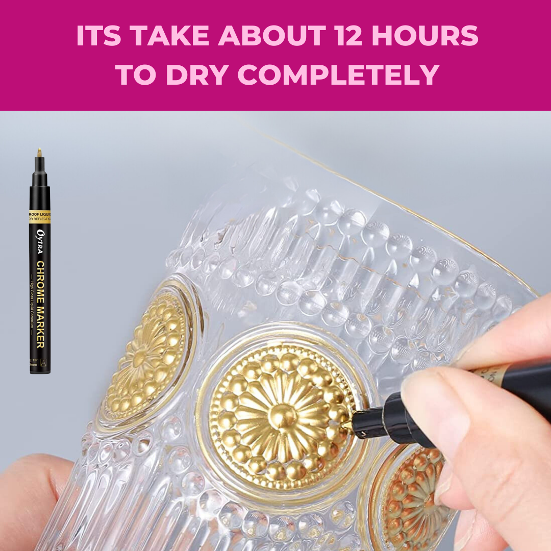 Gold Liquid Mirror Chrome Marker 1mm Tip Paint Markers for on Any Surface DIY