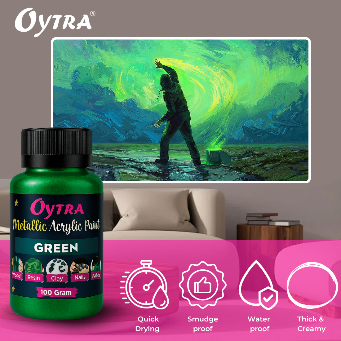 Metallic Acrylic Paint 100 Grams Green