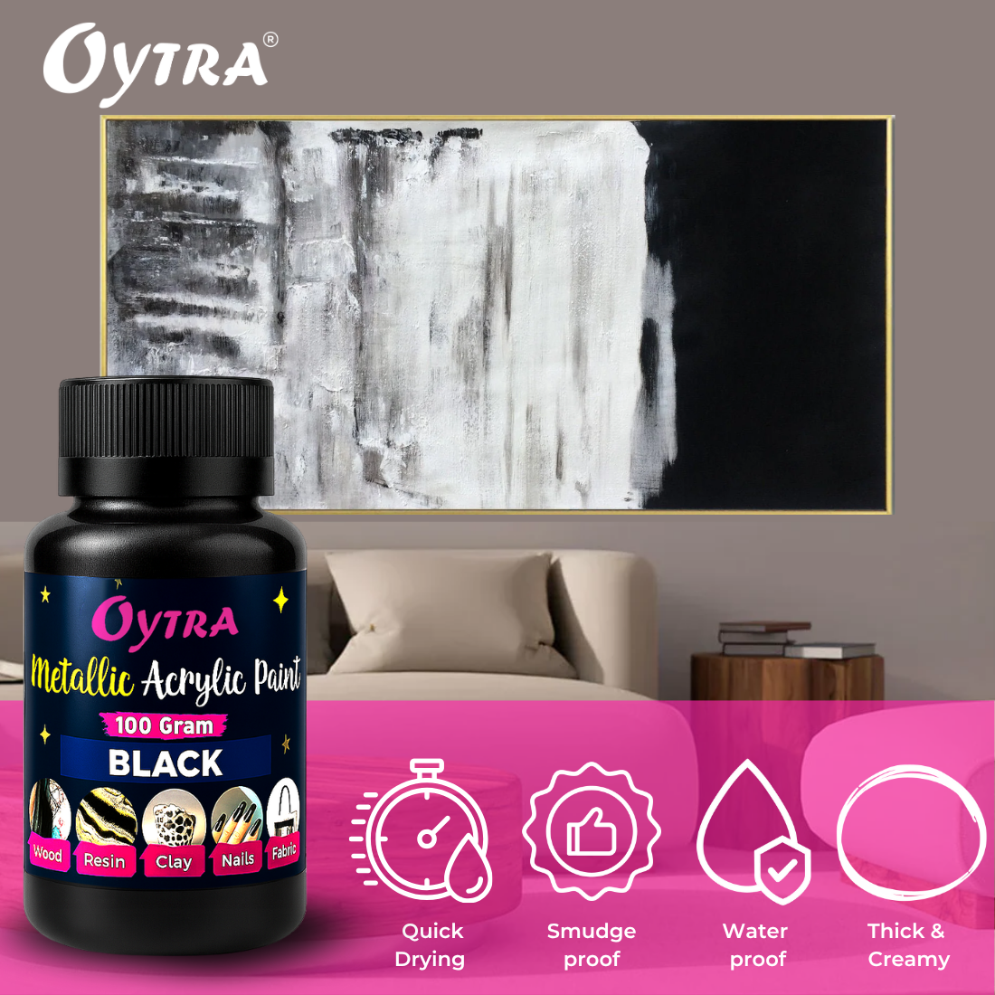 Metallic Acrylic Paint 100 Grams Black