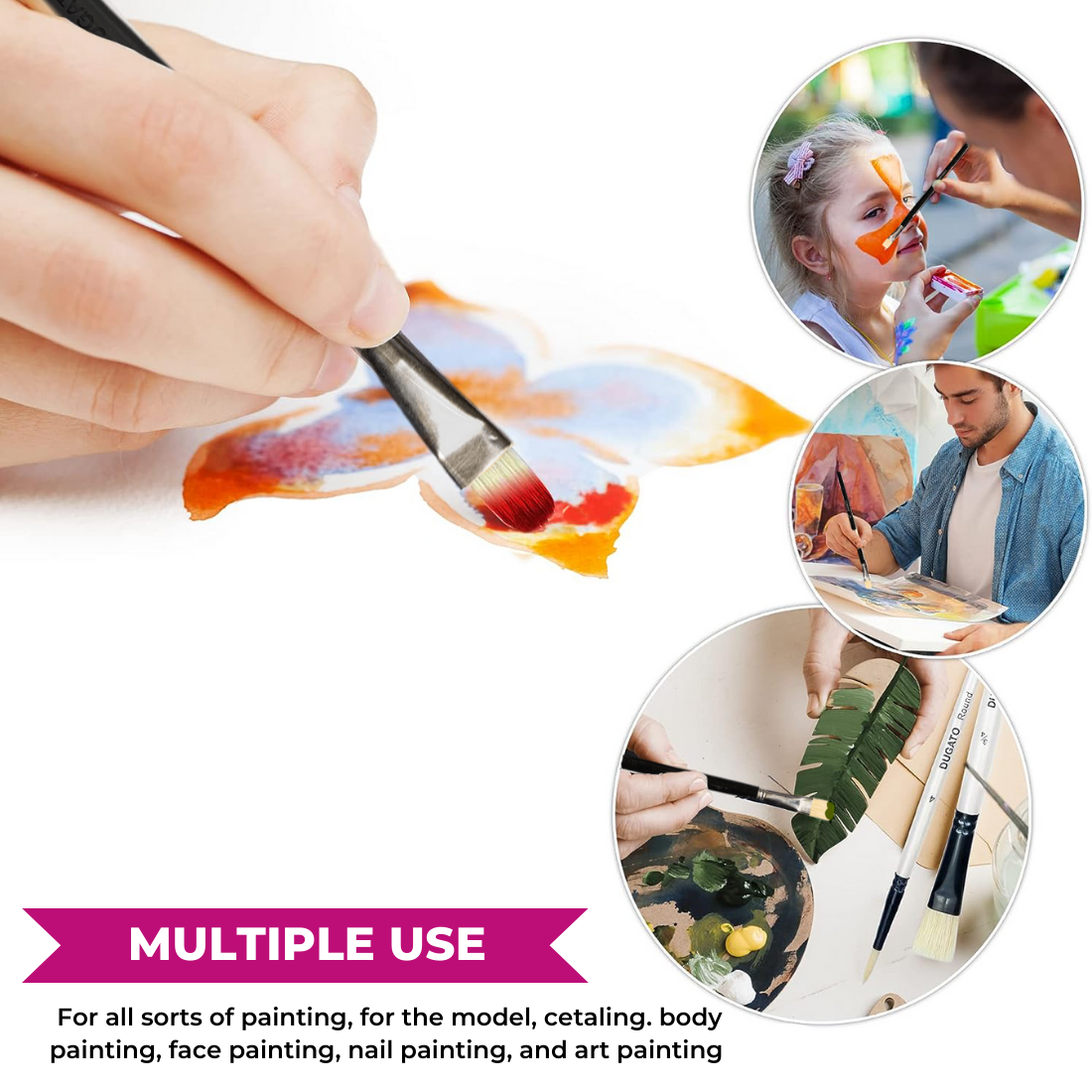 8 Flat Hog Brush 11” Long Handle