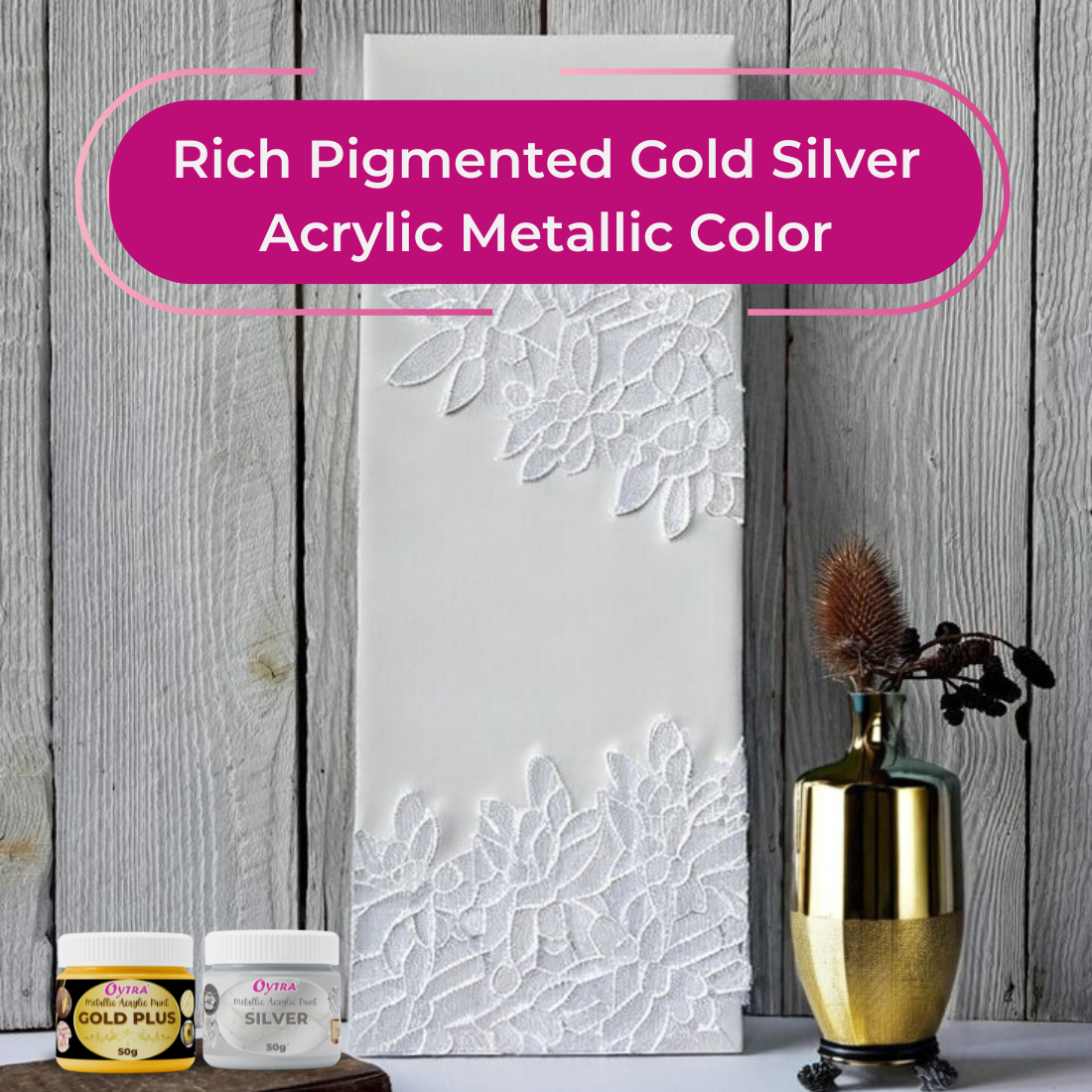 Metallic Acrylic Color Paint Combo (Gold and Silver)
