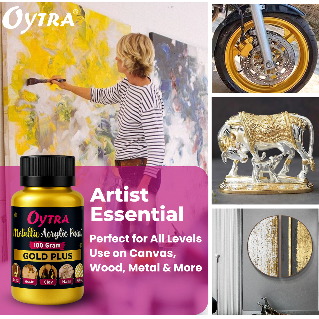 Metallic Acrylic Color Paint Combo (Gold and Silver)
