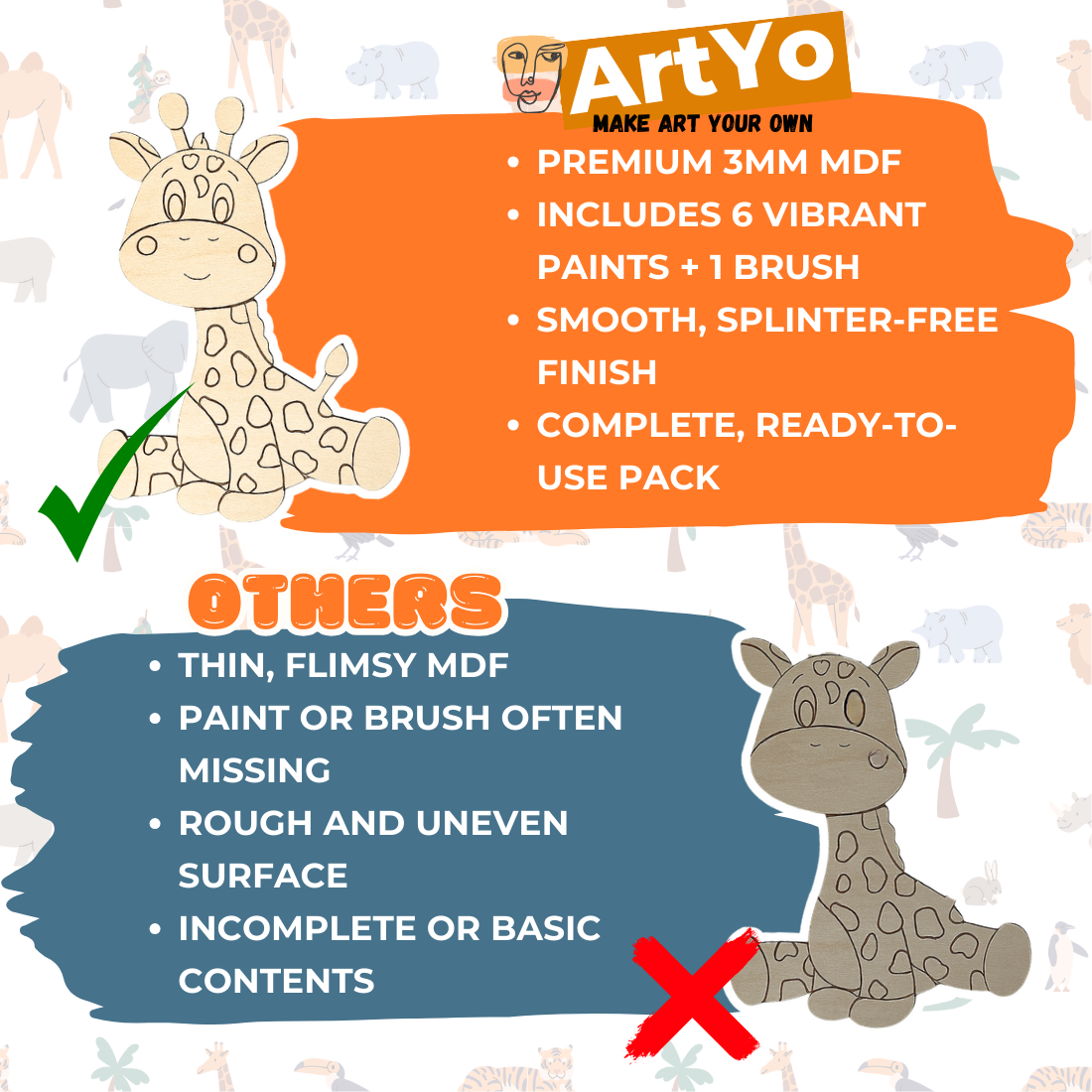 DIY MDF Giraffe Painting Kit for Kids